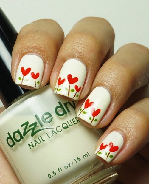 Floral Tulip Nail Arts for Christmas (1)