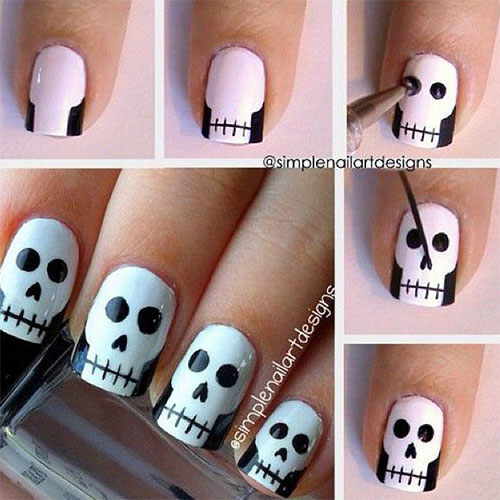 Scary-Halloween-Nail-Art Designs with Tutorails