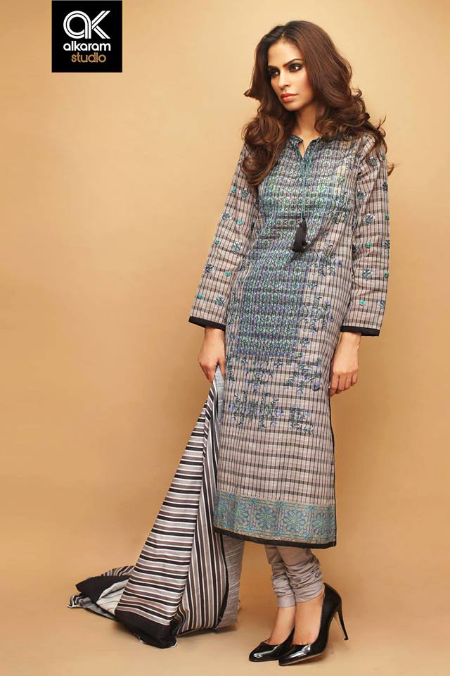AlKaram Studio Trendy Winter Dresses Glamorous Fall Collection for Women 2014-2015 (10)