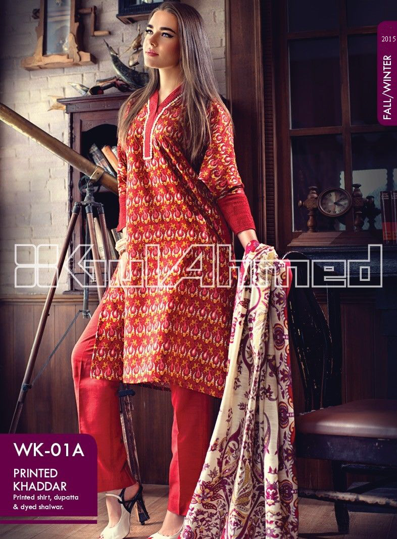 Gul Ahmed Printed Khaddar & Pashmina Shawl Suits Winter Collection 2014-2015 (11)