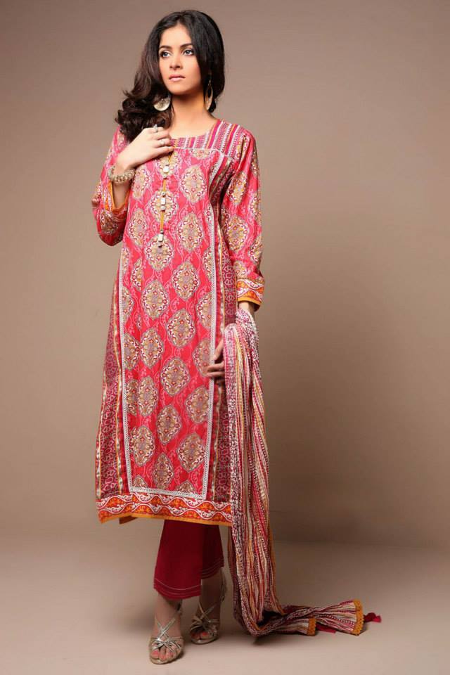 Satrangi By Bonanza Glamorous Ready To Wear Dresses Cambric Lawn Collection 2014-2015 for Women (8)