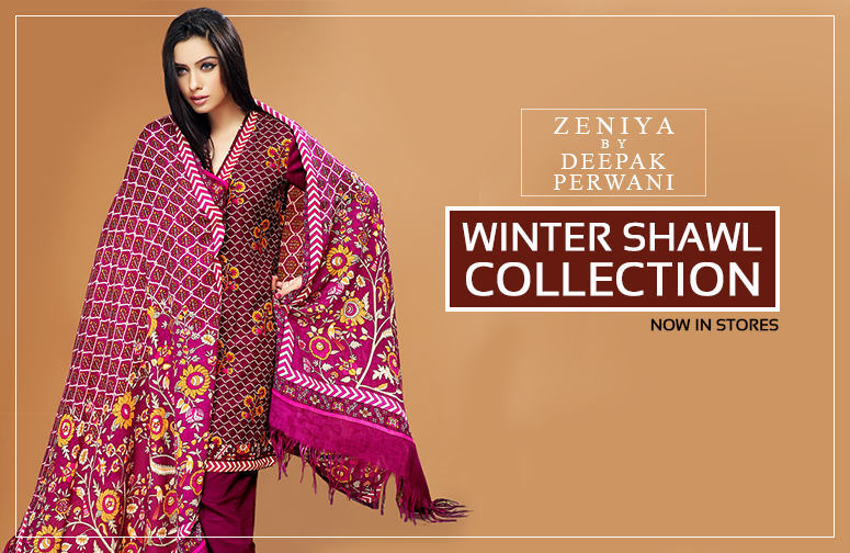 Zeniya By Deepak Perwani Latest Winter Shawl dresses Collection for Women 2014-2015 (1)