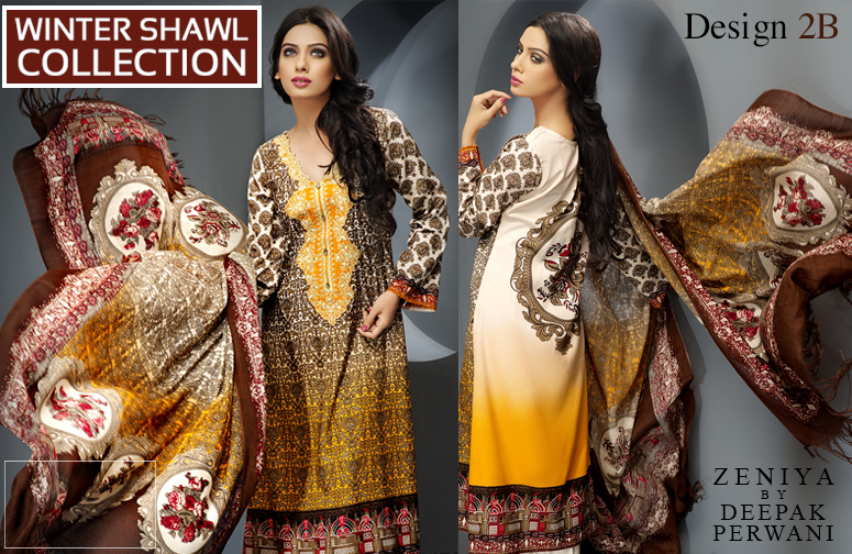 Zeniya By Deepak Perwani Latest Winter Shawl dresses Collection for Women 2014-2015 (4)