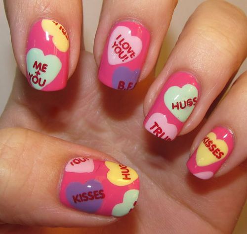 LOVE ON THE LINE XOXO KISSES & HUGGS - romantic nail art designsBest & Beautiful Nail Art Designs & Ideas to Spice up your Valentines Day (4)
