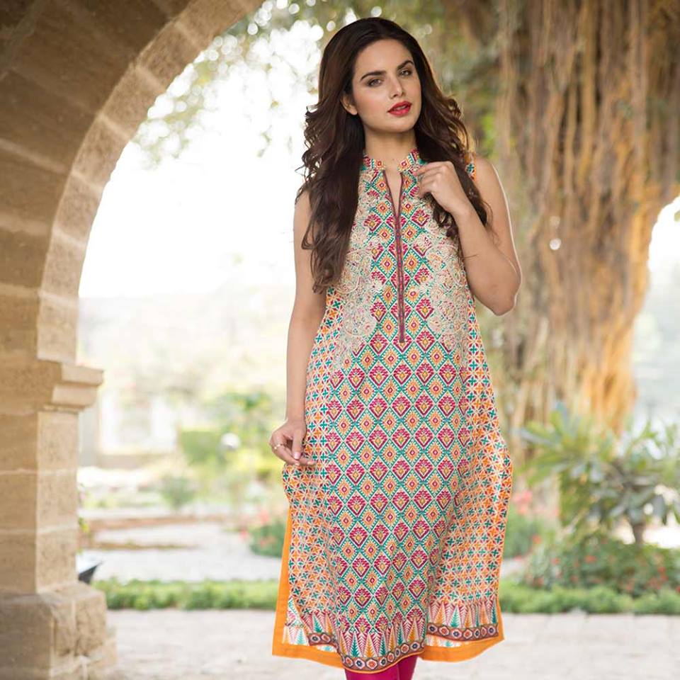 Summer lawn kurti trends collection 2015-2016 (17)