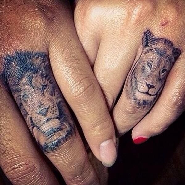 Fingers couple matching tattoos