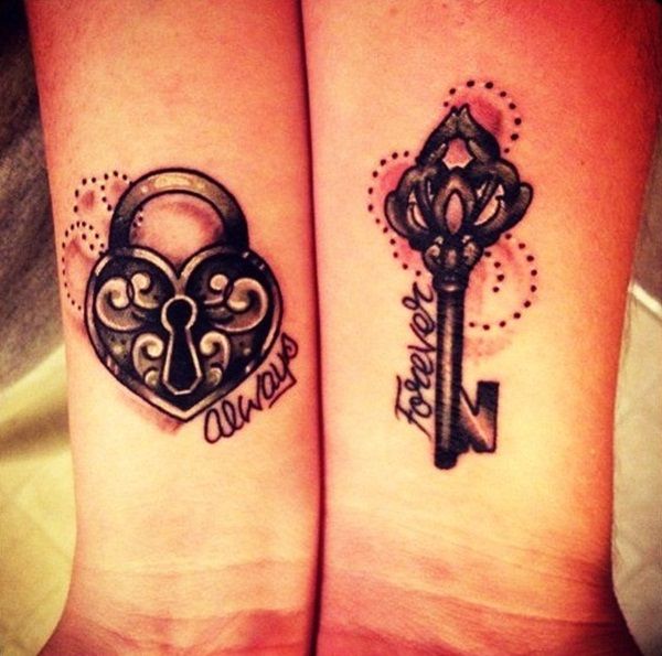 Heart & Key Matching Tattoo Ideas 2