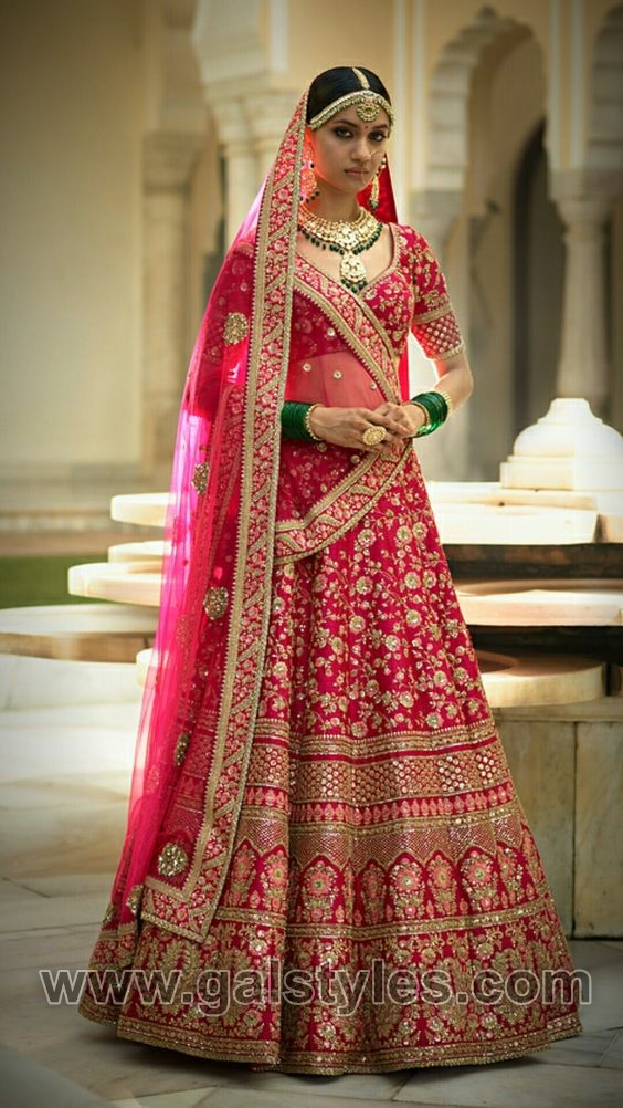 red bridal lehenga designs 2019